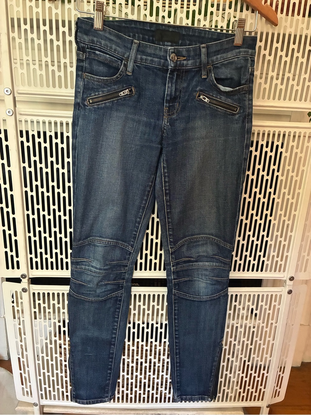 Koral Dark Blue Skinny Moto Jeans with Zip Pocket Detail